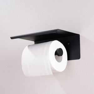 Porte-<span class=keywords><strong>papier</strong></span> hygiénique en acier inoxydable 304, Style Simple, avec étagère, pour la salle de bain à la famille, noir - Product Image 5