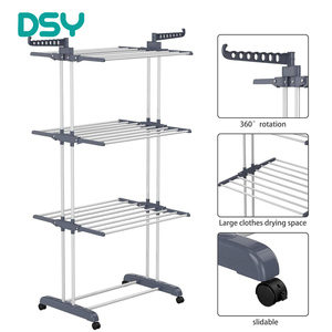 Giá phơi đồ gấp gọn 4 tầng bằng thép không gỉ, bền vững, hiện đại, có thể điều chỉnh chiều cao - Product Image 1