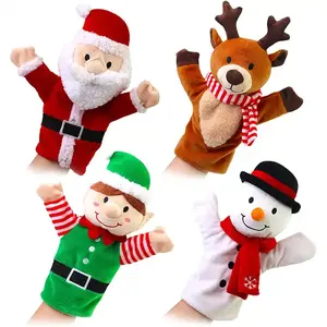 2024 Education Interactive Toys Custom Christmas Festival Plush Hand Puppet Santa Claus Reindeer Snowman Elf Plush Hand Puppet