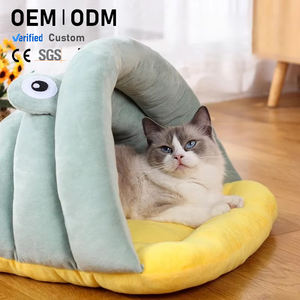 Niedliches Kleines Froschförmiges Stoff-Haustierbett für Katzen mit Halbgeschlossener Form für Alle Jahreszeiten Geeignet Entzückendes Tunnelbett - Product Image 1