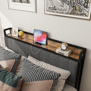 โครงเตียงนุ่มปรับได้ขนาดควีนไซส์/คิงไซส์ รุ่นโมเดิร์น พร้อมแท่นชาร์จไฟ หัวเตียงหุ้มเบาะ โครงไม้ สีเทา - Product Image 5