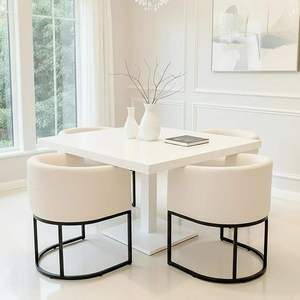 Sillas de Comedor Modernas con Forma de Bola, Sillas con Brazos, Espuma Contemporánea para Comedor y Sala de Estar, 18.5 Pulgadas de Ancho, Estructura de Acero Inoxidable Negro - Product Image 3