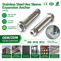 Vis d'ancrage à expansion à tête hexagonale en acier inoxydable M8 M10 M12 personnalisées en usine pour fixation sur béton, maçonnerie et cloisons sèches