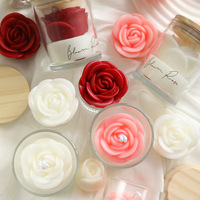 Velas Aromáticas de Rosas de Lujo Hechas a Mano para Decoración del Hogar, Regalo Creativo para Bodas y San Valentín, Velas Perfumadas de Cera de Soja en Frasco de Vidrio