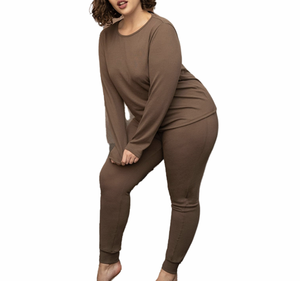 Pigiama da donna OEM pigiama manica lunga <span class=keywords><strong>camicia</strong></span> da <span class=keywords><strong>notte</strong></span> abbottonata Soft Lounge Plus Size Pj set - Product Image 6