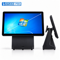 AIO 15.6 "moniteurs I5 Windows 10 système de point de vente 8GB 256GB caisse enregistreuse POS moniteur à écran tactile avec imprimante thermique pour kiosque