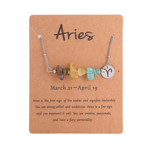 Collana con Combinazione di Dodici Pietre Zodiacali Best Seller, con Ciondolo in Acciaio Inossidabile e Catena in <span class=keywords><strong>Pietra</strong></span> Naturale Irregolare - Product Image 3