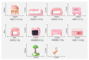 خزانة تلفزيون ثلاثية الأبعاد وردية اللون ، تلفزيون Teapoy ، ألعاب أطفال حديثة تصنعها بنفسك ، شخصيات حديقة ، أثاث منزل دمى مصغر - Product Image 5