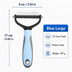 เครื่องมือตัดขนสัตว์เลี้ยง หวีแปรงกำจัดขนสัตว์แบบสองด้าน สำหรับขนยาว - Product Image 2