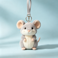 Porte-clés en peluche OEM en forme de souris, breloque de sac en peluche animale, pendentif souris en peluche avec sangle tissée durable, décoration de sac, porte-clés souris