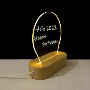 3D lambası akrilik LED gece ışıkları yazılabilir mesaj panosu ev yatak odası için doğum günü dekor düğün hediyeleri
