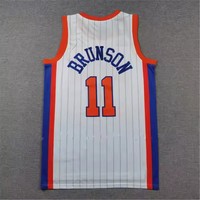 Baju kaus basket pria bordir kualitas terbaik, baju olahraga basket pria baru 11 Jalen Brunson Biru AS Amerika baru