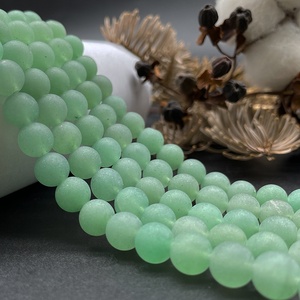 Perline Opache Smerigliate di <span class=keywords><strong>Avventurina</strong></span> Verde, Pietre Sciolte per Creazione Gioielli, Collane e Bracciali - Product Image 1