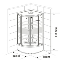 Cabine de douche à vapeur noire bon marché et luxueuse 900x900x2250mm avec panneau en PVC, salle de bain