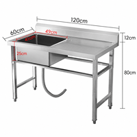 Table de préparation alimentaire en acier inoxydable de qualité commerciale avec évier simple/double/triple