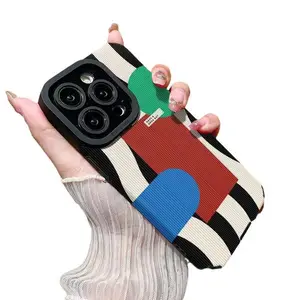 Suitable for wave three color block iPhone 11/14 ProMax Apple 13 phone case 12 soft 6/XR/XS stripes