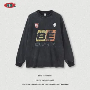 2025 Be Men's Clothing American Trendy Pure Cotton Loose Racing <span class=keywords><strong>Element</strong></span> Camiseta de manga larga lavada para primavera y otoño para jóvenes - Product Image 6