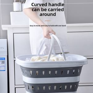 Panier à linge sale pliable bleu avec poignée pour la salle de bain domestique, vente directe d'usine - Product Image 5