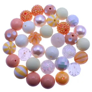 Wholesale 20mm 100Pcs 10 Mixed Styles Coral Color Loose Chunky Randomly Assorted Acrylic Beads For Jewelry Necklace