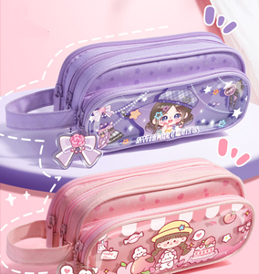 Mignon étui à crayons multifonctionnel en tissu grande capacité boîte à papeterie avec conception multicouche pour filles et enfants - Product Image 2