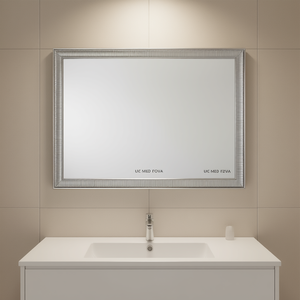 Silver Rectangular Bathroom <b>Mirror</b> 30 Inch Metal Frame <b>Beveled</b> Design Wall Mounted Horizontal Vertical Use - Product Image 2