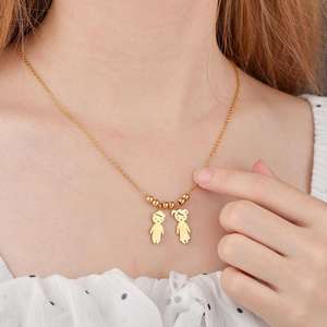 Zhongzhe personnalisé en acier inoxydable garçons filles enfants pendentif collier personnalisé à la main bricolage gravé <span class=keywords><strong>nom</strong></span> famille collier - Product Image 2
