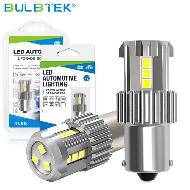 BULBTEK-bombilla LED 3030 para coche, luz doble blanca y roja ámbar, T20, T25, S25, 1157, BA15D, BAY15D, superbrillante