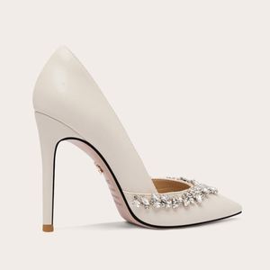 Elegant Nude Custom Microfiber Mary Jane Pumps with Super.<b>Pointed</b> Head Thin Heels Rhinestone Decoration Slip-On Closure - Product Image 3