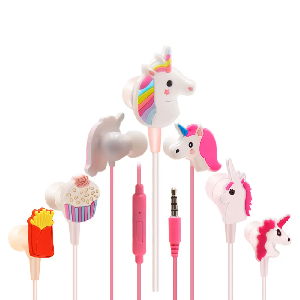 EarbudsためKids 3D Rainbow Unicorn EarbudsとDifferent Earcap Cartoon Unicorn & Wired 3.5ミリメートルApple Samsung