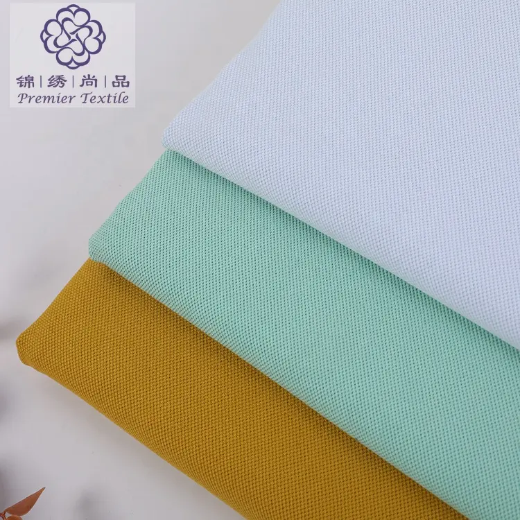 China supply high quality pique polo shirt fabric 70S twin cord cotton pique polo shirt mesh fabric for t shirt