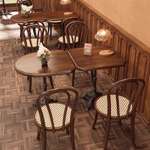 Cama moderna Retro americana Desayuno Té de la leche Restaurante occidental Postre Panadería Taberna Tienda Mesas de café de madera maciza Cafeterías - Product Image 4