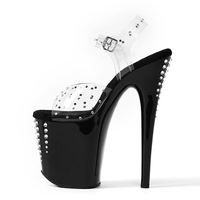 Chaussures de pole dance 20 cm (8 pouces) à strass ombrés, talons transparents en PVC pour strip-teaseuses, plateforme transparente, talon aiguille, logo personnalisé