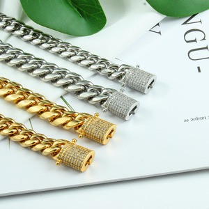 Wholesale 18K PVD Gold Plated Stainless Steel Miami Cuban Link <b>Chain</b> Necklace <b>Iced</b> <b>Out</b> | Heavy Hip Hop Style Jewelry for Men - Product Image 5
