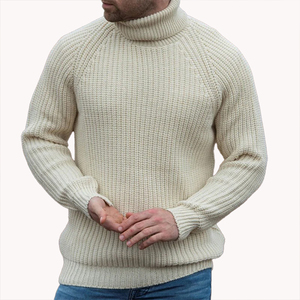 Pull en maille à col roulé unisexe grande taille, couleur unie, personnalisable, rétro, nostalgique, manches longues, couche de base - Product Image 5