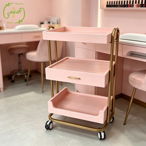Carrito de Salón Multiusos, Carrito de Almacenamiento de 3 Niveles <span class=keywords><strong>con</strong></span> <span class=keywords><strong>Ruedas</strong></span>, <span class=keywords><strong>Auxiliar</strong></span> para Salón de Belleza - Product Image 1
