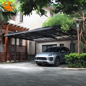 Abri de voiture extérieur en alliage d'aluminium, prêt à l'emploi, robuste, moderne, durable et imperméable, type abri incliné - Product Image 5