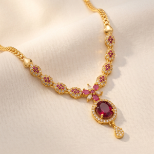 DIVYORO Collier Goutte d'Eau de Créateur avec Détails en Pierre, Plaqué Or, Ensemble de Bijoux Classiques et Tendance pour Femme, Mariage et Festival - Product Image 2