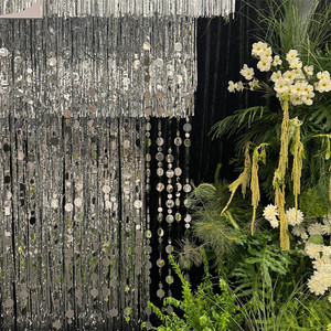 Décoration circulaire dorée à paillettes miroir pour plafond de mariage, brins de paillettes miroir double face et <span class=keywords><strong>rideau</strong></span> de perles pour fête - Product Image 4