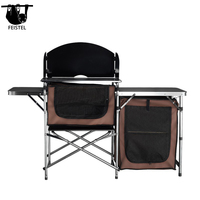 Table de cuisson pliante multifonctionnelle pour le camping en plein air Cuisine avec sac Oxford Armoire