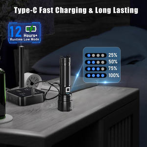 Linterna de Alto Lumen, Linterna LED de Alta Potencia, Luz Súper Brillante Xhp70 90, Linternas Recargables Tácticas a Prueba de Agua - Product Image 3