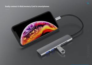 <span class=keywords><strong>Hub</strong></span> USB-C d'usine vers adaptateur vidéo 4K <span class=keywords><strong>Thunderbolt</strong></span> <span class=keywords><strong>3</strong></span> avec lecteur de cartes TF/SD <span class=keywords><strong>3</strong></span>.0 et PD pour <span class=keywords><strong>MacBook</strong></span> <span class=keywords><strong>Pro</strong></span>/Air/Huawei Mate - Product Image 4