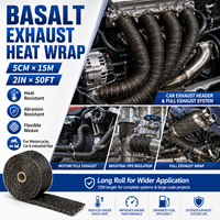 Enveloppe d'échappement en basalte personnalisée 5 cm * 15 m avec attaches en acier inoxydable pour tuyau de collecteur automobile