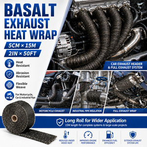 Bande de protection thermique en basalte pour échappement, 5 cm x 15 m, durable, pour tuyaux de course automobile et <span class=keywords><strong>moto</strong></span> - Product Image 2