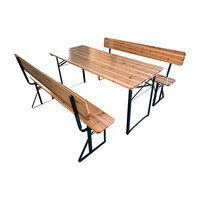 Ensemble de table et bancs pliants en bois robustes et portables pour pique-nique, 3 pièces, avec dossier, pour événements festifs en Europe