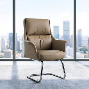 Silla Clásica con Respaldo en Forma de Arco |   Silla Ejecutiva de Cuero Genuino |   Silla Ejecutiva Giratoria con Ajuste de Altura - Product Image 5