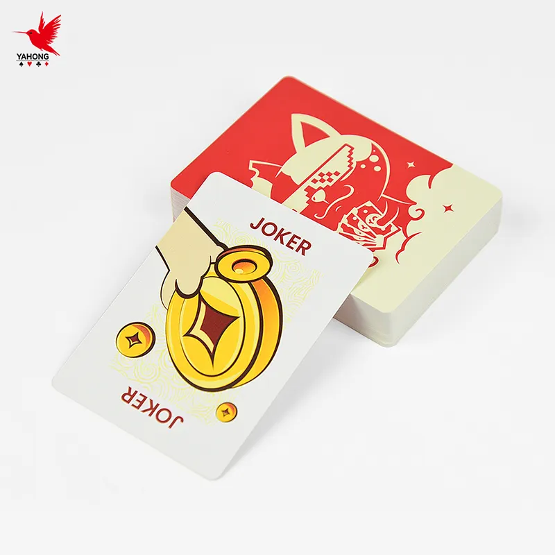 Desain kustom kartu bermain sublimasi emas Logo cetak depan dan belakang Poker plastik PVC tahan air dengan kotak