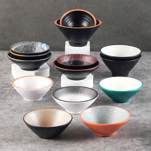 Petit bol en mélamine épaissie, vaisselle japonaise commerciale, bol à riz de 5 pouces, bol à soupe, imitation porcelaine rétro conique - Product Image 2
