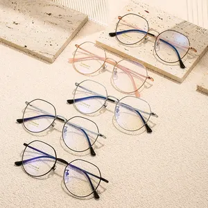 FANXUN 2449 unisexe rétro tendance lunettes nouvelle bêta titane multilatérale ronde mode Design cadres