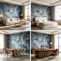 Papier peint auto-adhésif en PVC bleu marbré, revêtement mural moderne pour chambre à coucher, salon, bureau et décoration commerciale