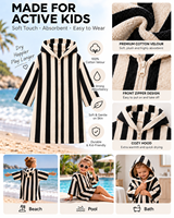 Peignoir à capuche personnalisé pour enfants, manches longues, fermeture éclair, 100% coton éponge, plage, piscine, marque privée